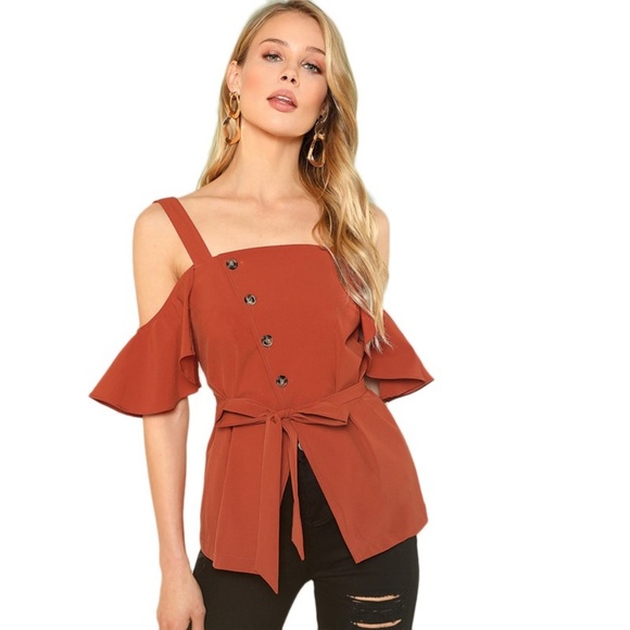 rust cold shoulder top - Picture 9 of 9